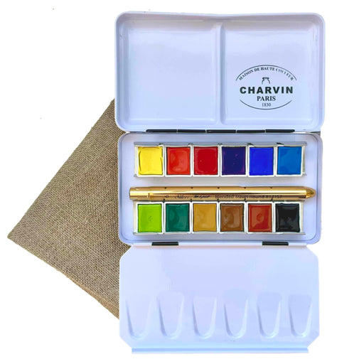 CHARVIN SETS CHARVIN Charvin Watercolour Metal Pan Set 12 + Travel Brush