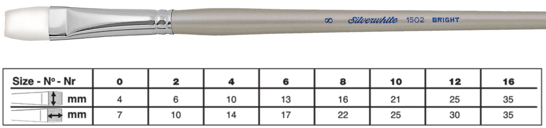SILVER BRUSH SILVER BRUSH 0 (4mm x 7mm) Silver Brush 1502 Silverwhite Long Handle