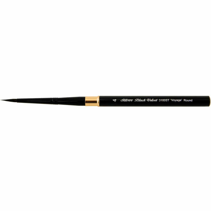 SILVER BRUSH SILVER BRUSH 4 (3mm x 12mm) Silver Brush 3100ST Black Velvet Voyage Travel Brushes
