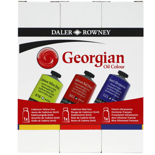 Georgian Oil Paint French Ultra/Cad Red Hue/Cad Yellow Hue 3 Pack 225ml Set