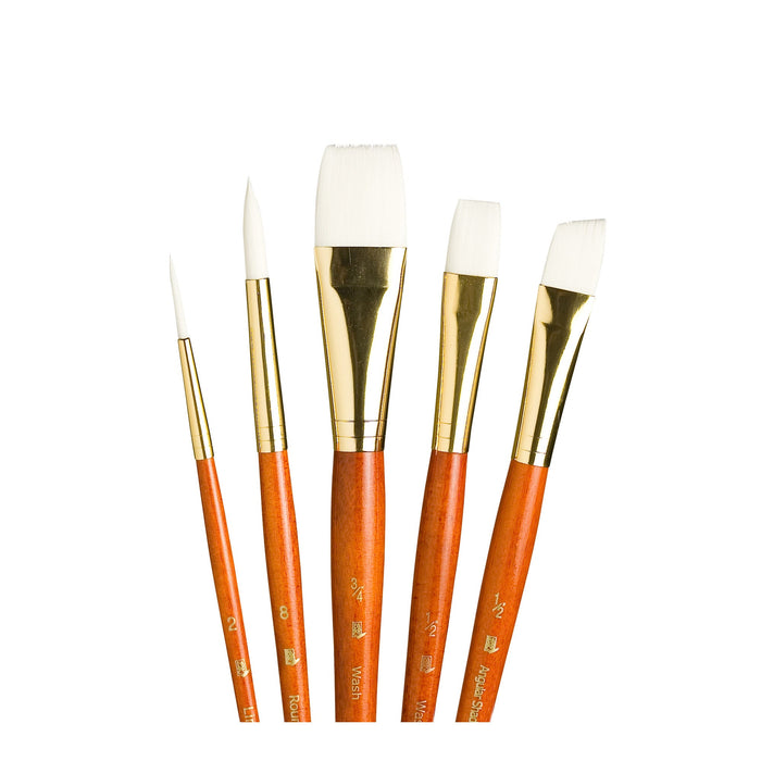 Princeton Real Value Synthetic White Taklon Short Handle 5Pc Set