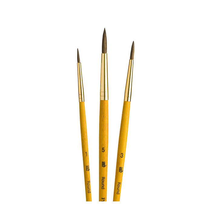 Princeton Real Value Synthetic Camel Short Handle Round 3Pc Set
