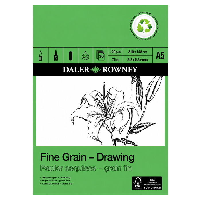 Daler Rowney Fine Grain Eco Drawing Pads 120gsm 30 Sheets