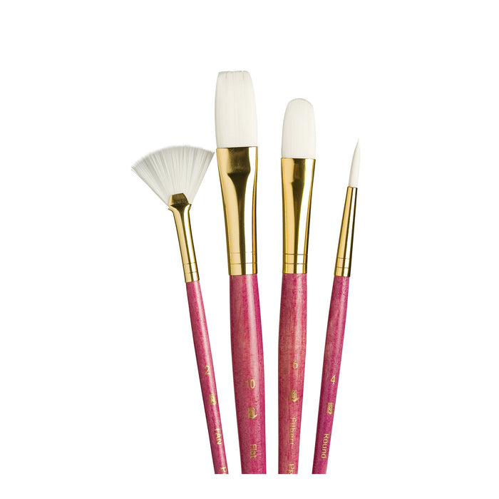 Princeton Real Value Synthetic White Taklon Short Handle 4Pc Set