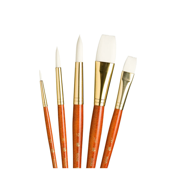 Princeton Real Value Synthetic White Taklon Short Handle 5Pc Set