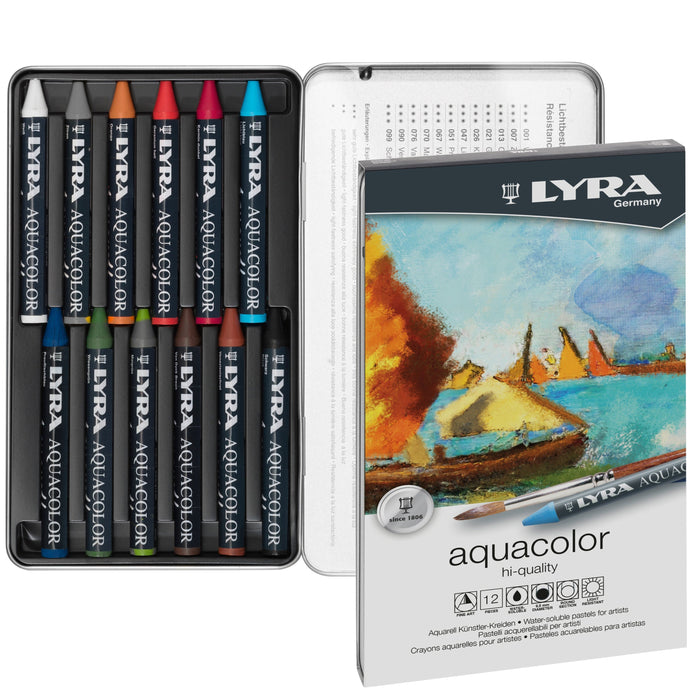 Lyra Aquacolor Wax Crayons Metal Box 12 pcs