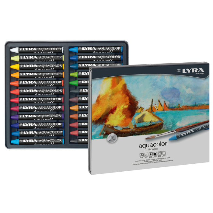 Lyra Aquacolor Wax Crayons Metal Box 24 pcs