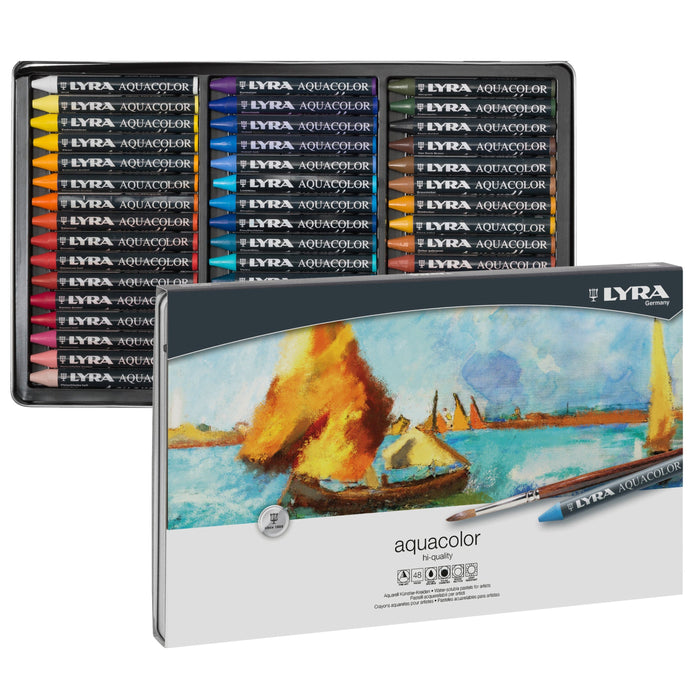 Lyra Aquacolor Wax Crayons Metal Box 48 pcs