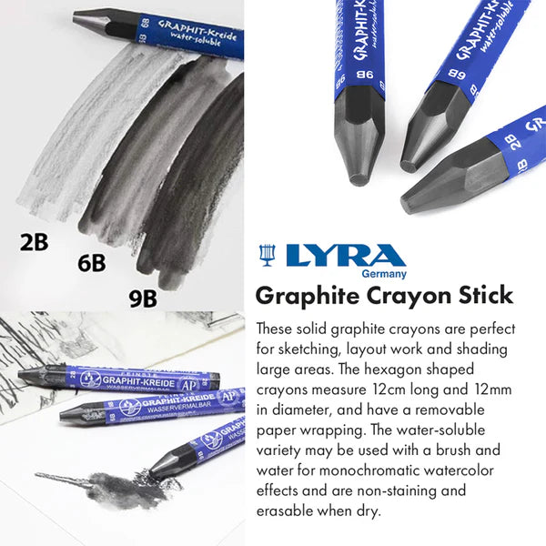 Lyra graphite crayon, water-soluble in Box 12 pcs (grad. 2B)