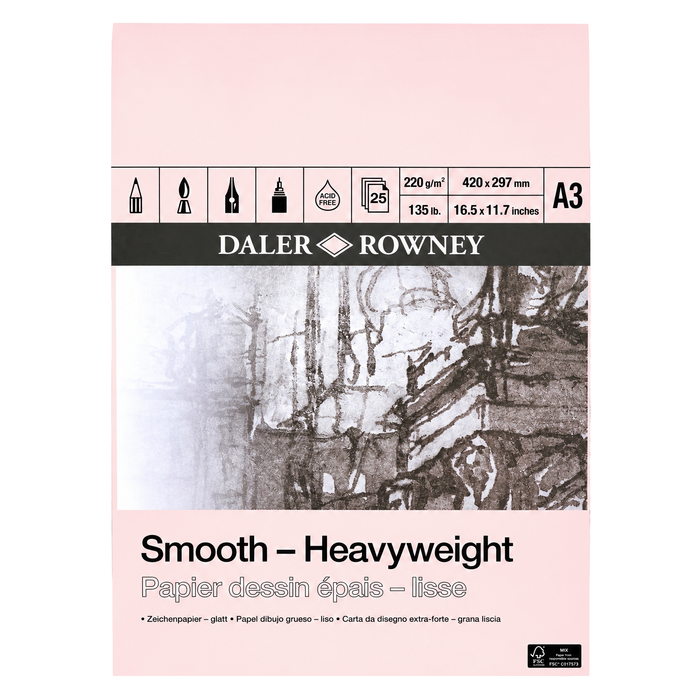 Daler Rowney Smooth Heavyweight Pads 220gsm 25 Sheets
