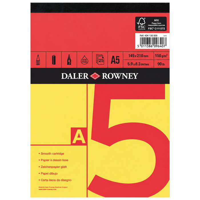 Daler Rowney Red & Yellow Drawing Pads 150gsm 25 Sheets