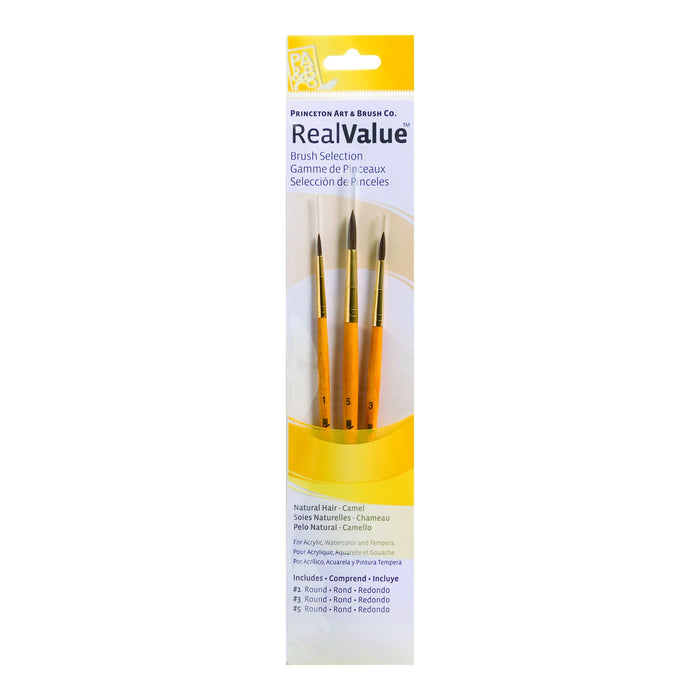 Princeton Real Value Synthetic Camel Short Handle Round 3Pc Set