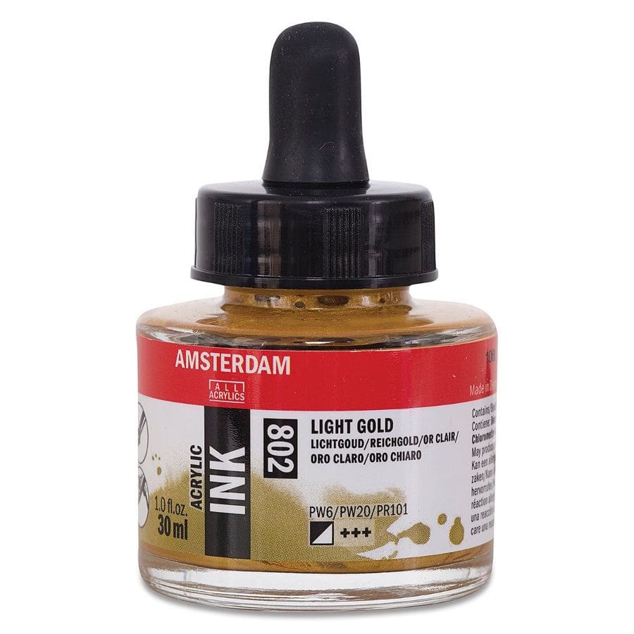 Amsterdam 30ml Ink 802 Light Gold Ink — The Sydney Art Store