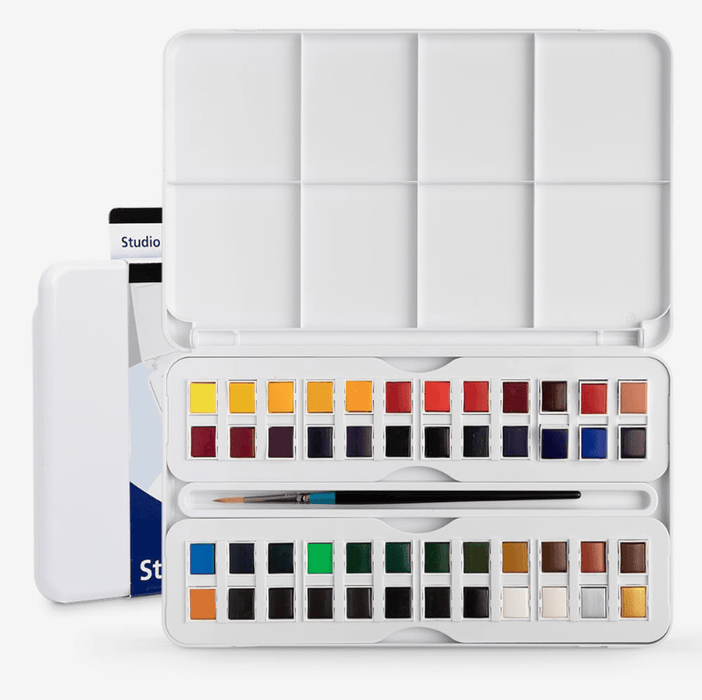 DALER ROWNEY DALER ROWNEY Aquafine Studio Tin Set of 48 + Brush