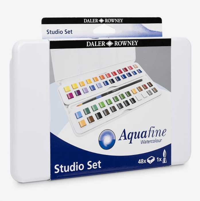 DALER ROWNEY DALER ROWNEY Aquafine Studio Tin Set of 48 + Brush