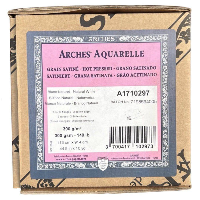 ARCHES ROLLS ARCHES Hotpress | 1.13m x 9.14m Arches 100% Cotton Watercolour Rolls 300gsm ( Natural White )
