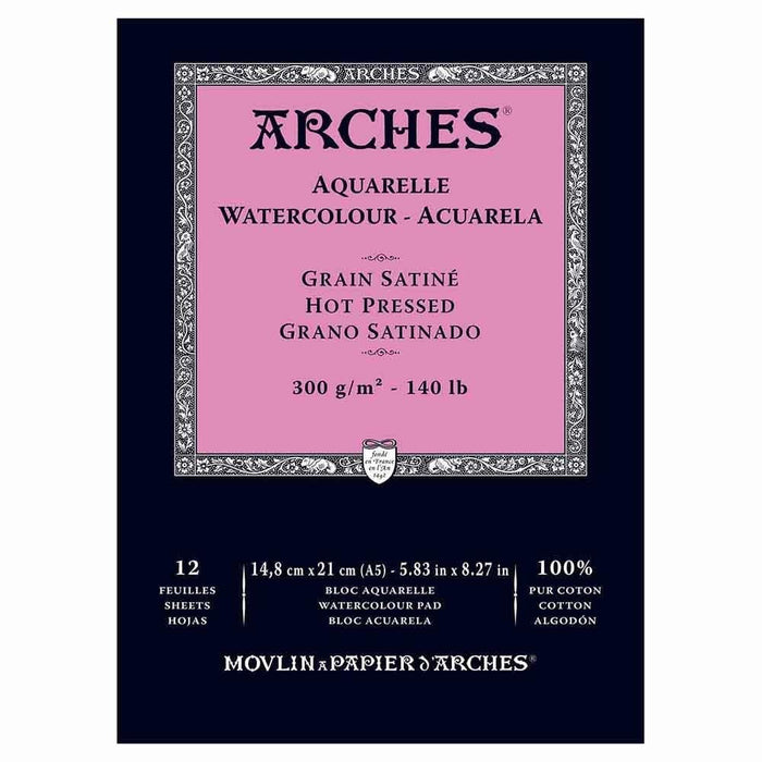 ARCHES PADS ARCHES A5 (148x210mm) 300gsm - Smooth (HP) Arches Watercolour Pads