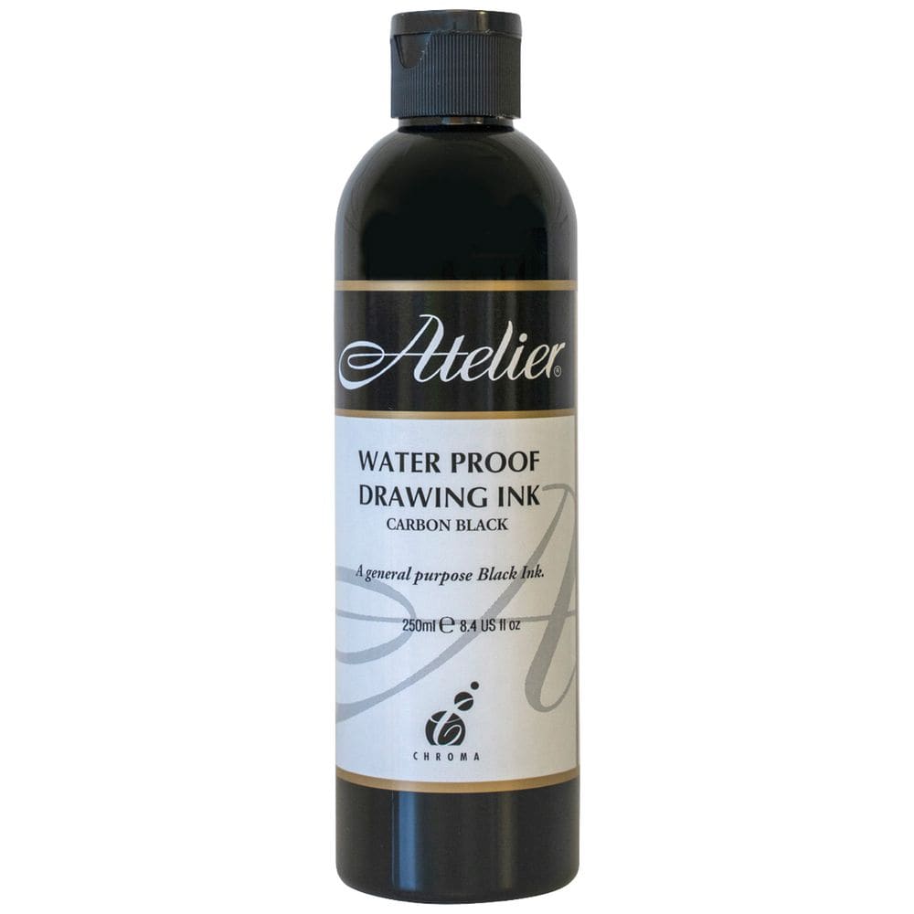 Atelier Waterproof Drawing Ink 250ml - Carbon Black — The Sydney Art Store
