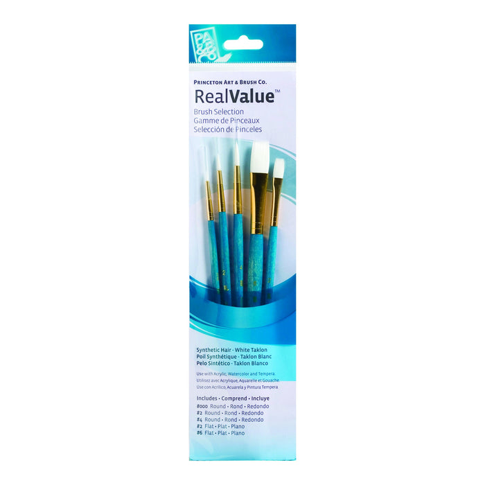 Princeton Real Value Synthetic White Taklon Short Handle 5Pc Set