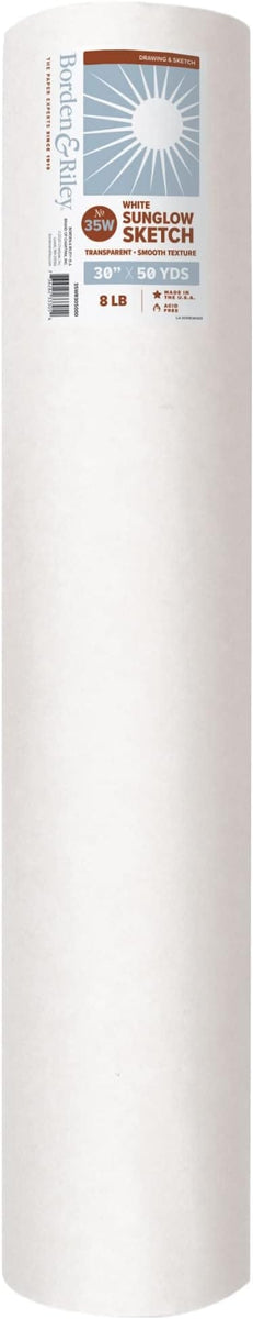 Borden & Riley Sun Glow Soft Tone Sketch Paper White 30” x 50 YDS Roll ...