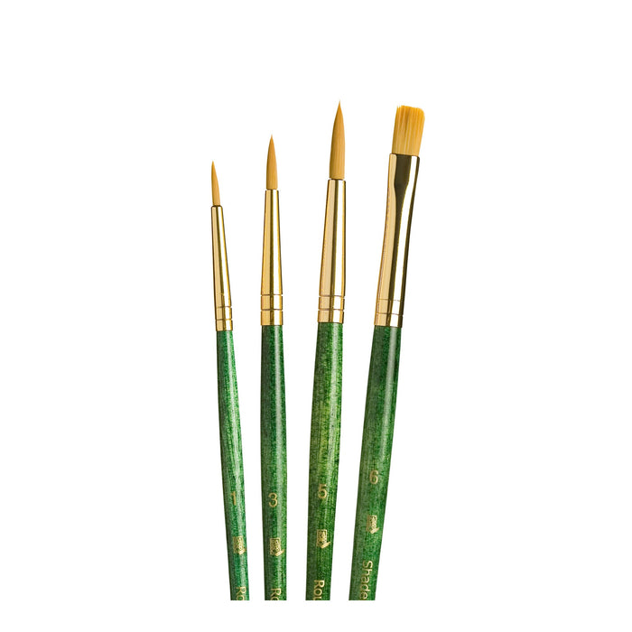 Princeton Real Value Synthetic Gold Taklon Short Handle 4Pc Set