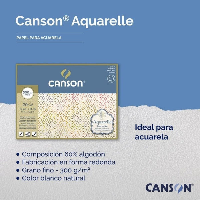 CANSON CANSON Canson Aquarelle Watercolour CP Spiral Pad 300gsm 12.5x18cm