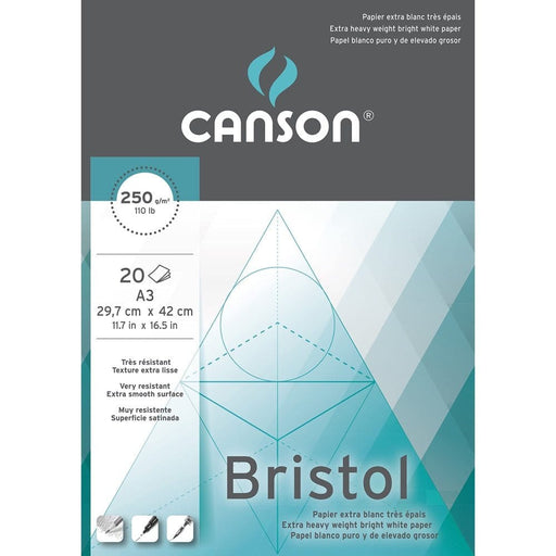 CANSON CANSON A3 - 20 Sheets 250gsm Canson Brisol Extra Heavy Pad 250gsm