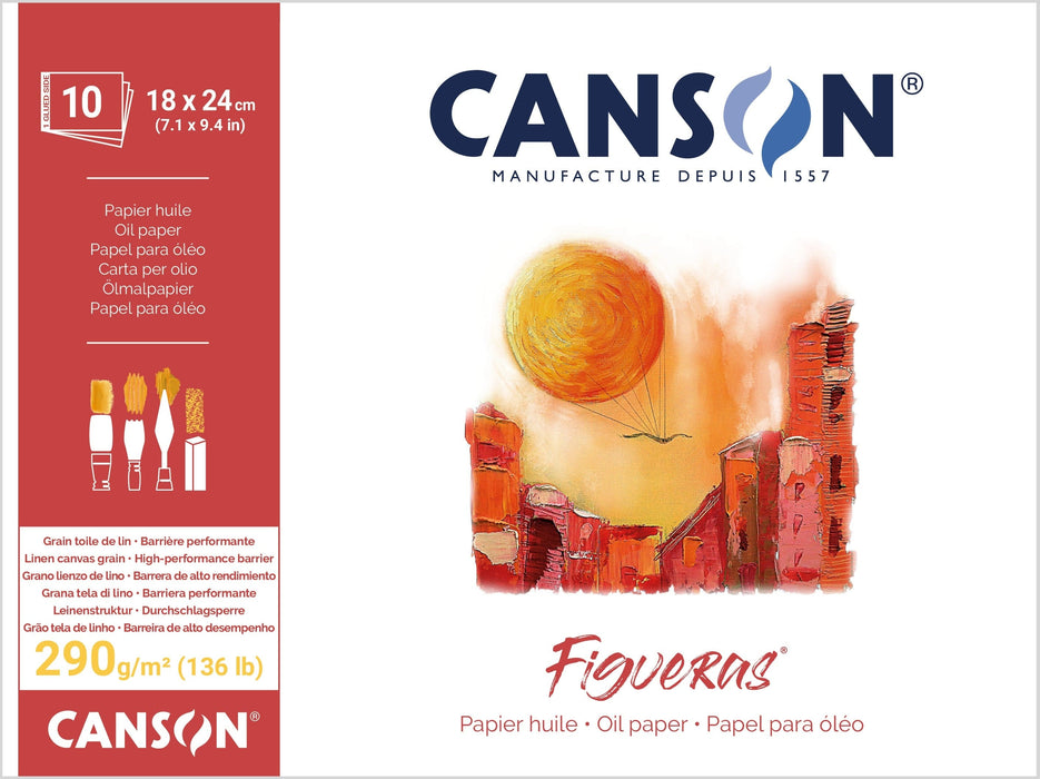 CANSON PADS FIGUERAS 18x24cm : 10 Sheets Canson Figueras 290gsm Canvas Pads