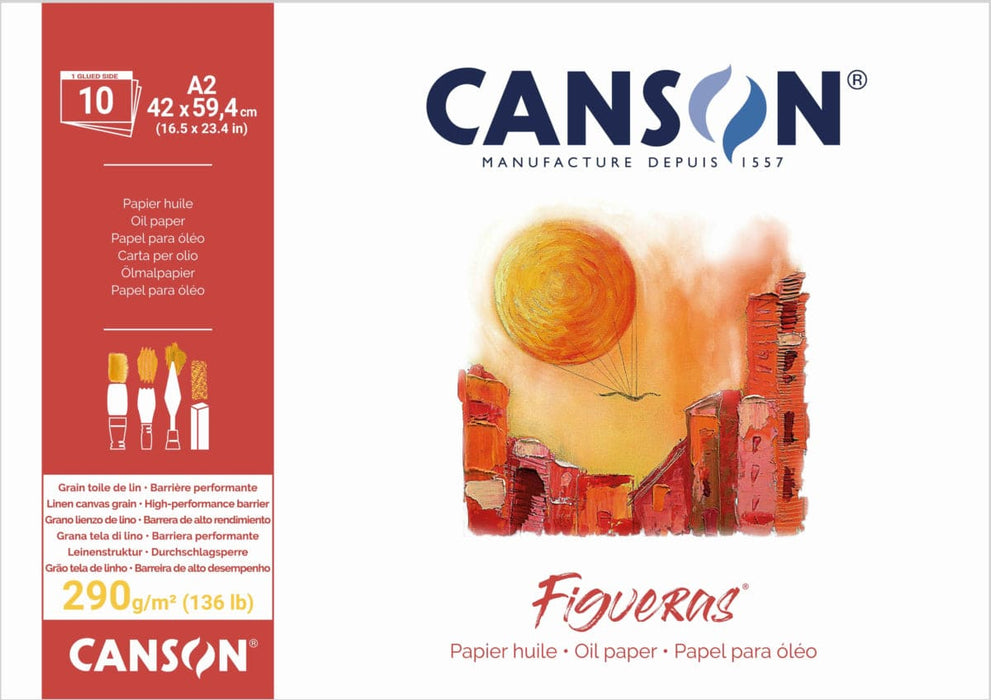 CANSON PADS FIGUERAS A2 : 42x59cm : 10 Sheets Canson Figueras 290gsm Canvas Pads