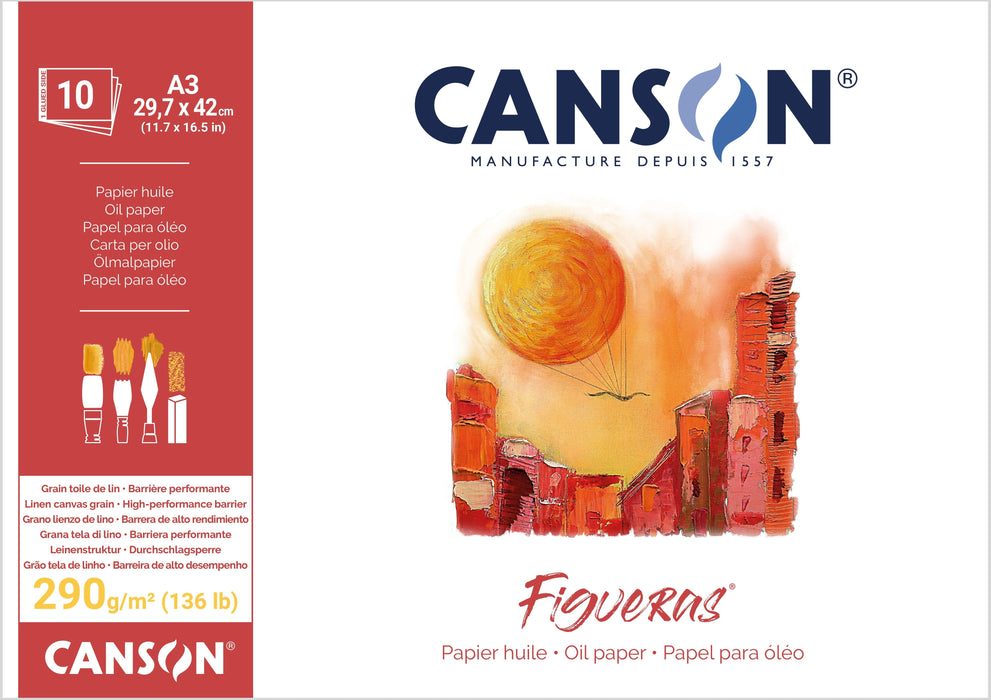 CANSON PADS FIGUERAS A3 : 29.7x42cm : 10 Sheets Canson Figueras 290gsm Canvas Pads