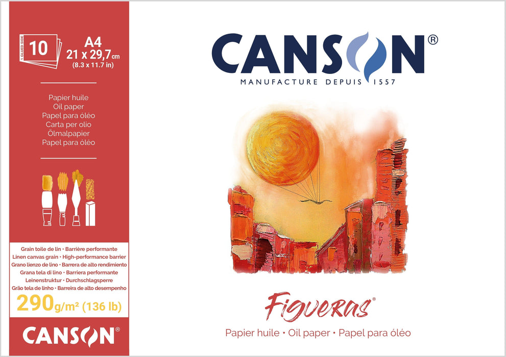 CANSON PADS FIGUERAS A4 : 21x29.7cm : 10 Sheets Canson Figueras 290gsm Canvas Pads