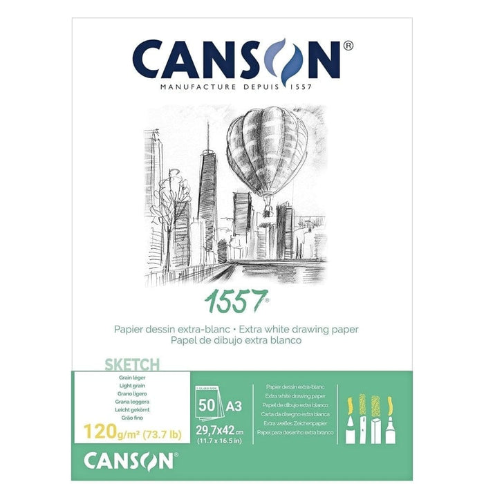 CANSON PADS FILA NEW A3 : 120gsm Pad 50 Sheets Canson JA Dessin 1557 Pads