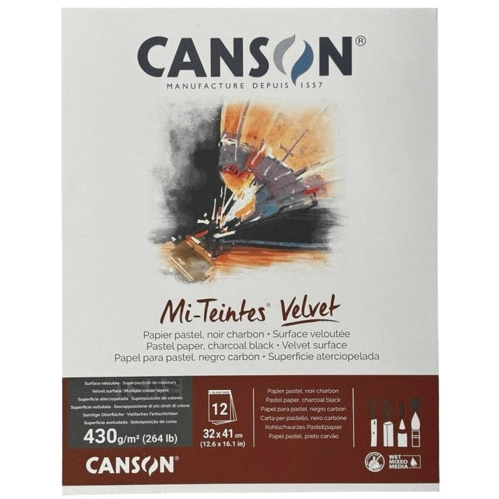 CANSON MI-TEINTES CANSON 32x41cm Canson Mi-Teintes 430gsm Pastel Paper Pads Charcoal Black