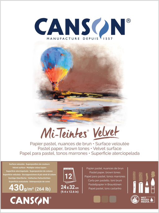 Canson Mi-Teintes Velvet 430gsm Pastel Paper Pads Brown Tones - The Sydney Art Store