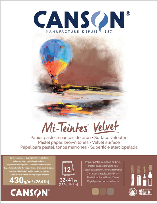 Canson Mi-Teintes Velvet 430gsm Pastel Paper Pads Brown Tones - The Sydney Art Store