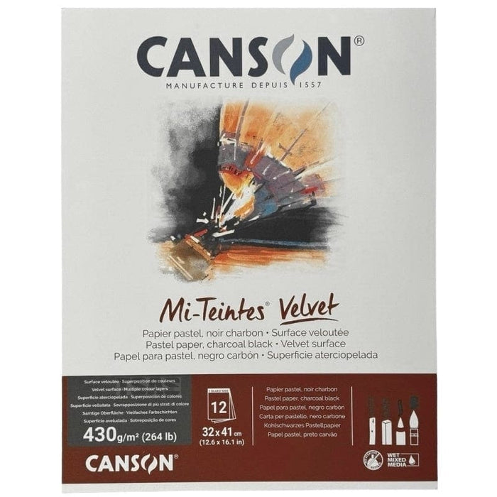 CANSON PADS MI-TEINTES Canson Mi-Teintes Velvet 430gsm Pastel Paper Pads Charcoal Black