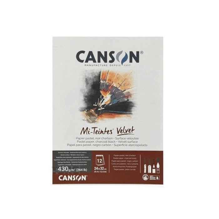 CANSON PADS MI-TEINTES Canson Mi-Teintes Velvet 430gsm Pastel Paper Pads Charcoal Black