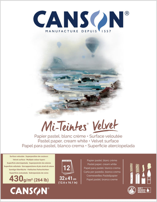 Canson Mi-Teintes Velvet 430gsm Pastel Paper Pads Cream White - The Sydney Art Store