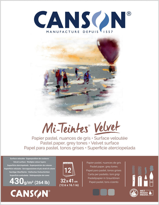Canson Mi-Teintes Velvet 430gsm Pastel Paper Pads Grey Tones - The Sydney Art Store
