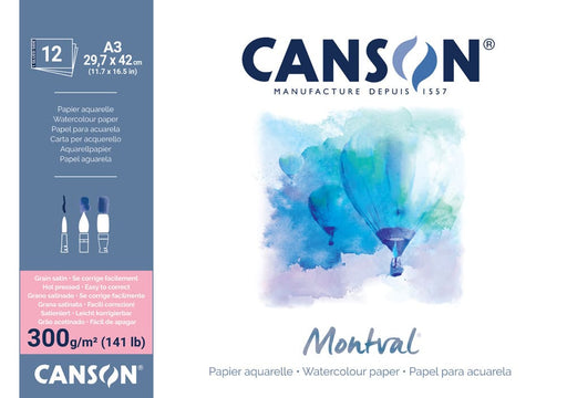 CANSON PADS FILA NEW A3 : Hotpress : Montval 300 Pad - 12 Sheets Canson Montval Pads Hotpress 300gsm
