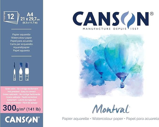 CANSON PADS FILA NEW A4 : Hotpress : Montval 300 Pad 12 Sheets Canson Montval Pads Hotpress 300gsm