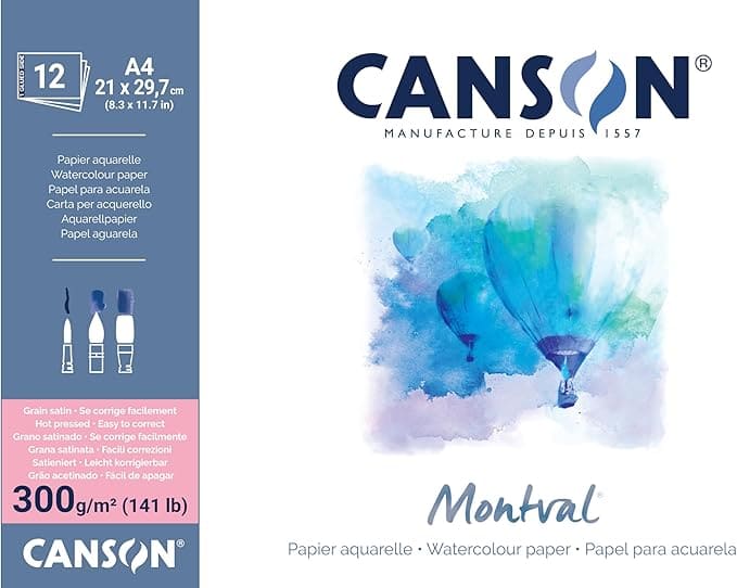 CANSON PADS FILA NEW A4 : Hotpress : Montval 300 Pad 12 Sheets Canson Montval Pads Hotpress 300gsm