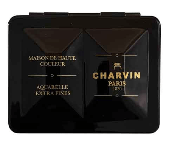 CHARVIN SETS CHARVIN Charvin Black Watercolour Metal Pan Set 12 half pans