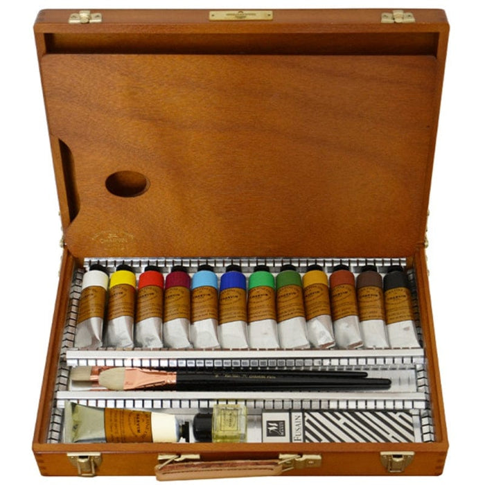 CHARVIN SETS CHARVIN Charvin Extra Fine Oil Paint Set with Wooden Box 11 Tubes 60ml + Accessories