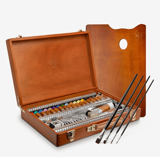 CHARVIN SETS CHARVIN Charvin Extra Fine Oil Paint Set with Wooden Box 17 Tubes 20ml + 60ml x 2 + Accessories