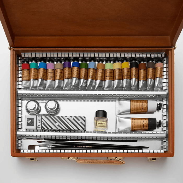 CHARVIN SETS CHARVIN Charvin Extra Fine Oil Paint Set with Wooden Box 17 Tubes 20ml + 60ml x 2 + Accessories