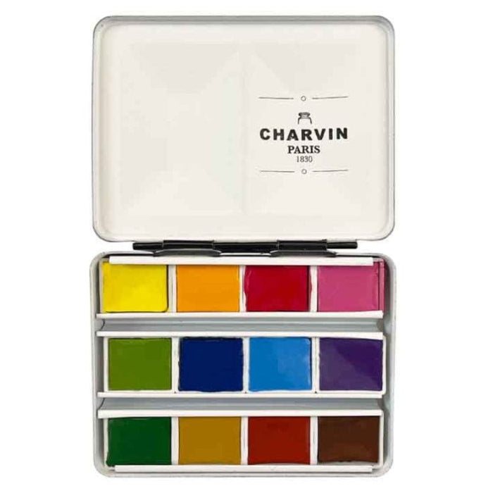 CHARVIN SETS CHARVIN Charvin Yellow Watercolour Metal Pan Set 12 half pans