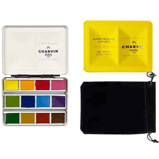 CHARVIN SETS CHARVIN Charvin Yellow Watercolour Metal Pan Set 12 half pans