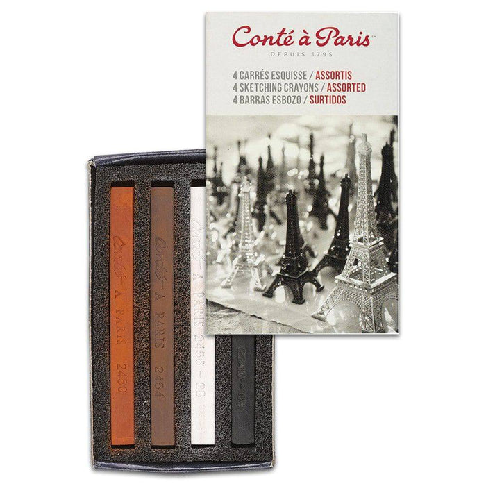 CONTE CONTE Conte Crayon Sketch Match Box Set 4