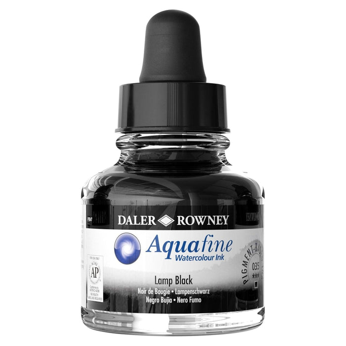 FILA NEW FILA NEW Aquafine 29.5ml Ink Lamp Black Daler Rowney Aquafine Watercolour Ink 29.5ml